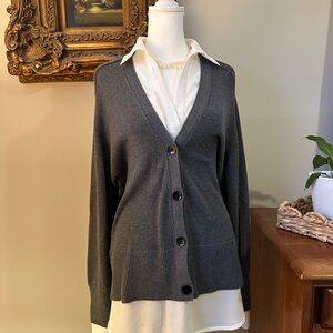 Cardigan Sweater Silky Blouse Combo